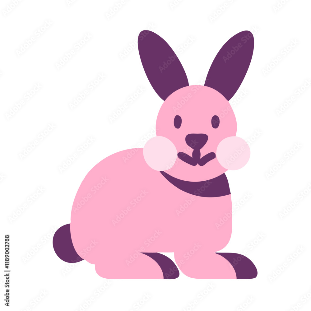 Pink rabbit cartoon vector illustration Pink rabbit cartoon vector illustration