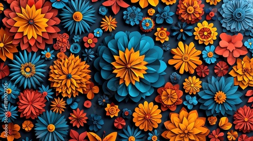 Wallpaper Mural Colorful floral arrangement with various shapes and sizes on a dark background. celebration of African American history concept Torontodigital.ca