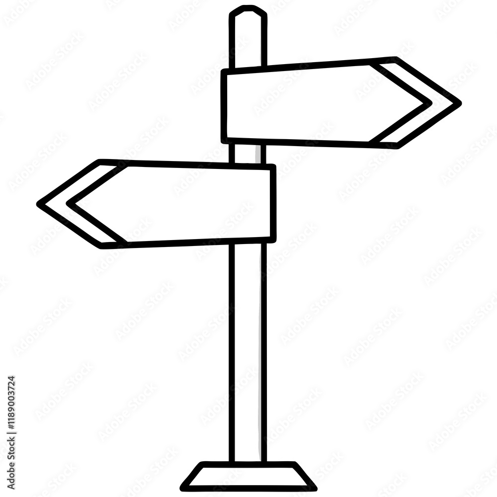 Abstract Signpost Line Art Vector Style Abstract Signpost Line Art Vector Style