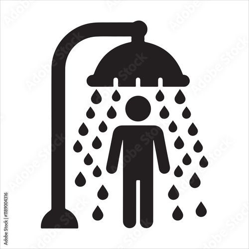 Shower icon silhouette vector. Shower sing. Shower logo icon. Watering can bathroom icon on a white background