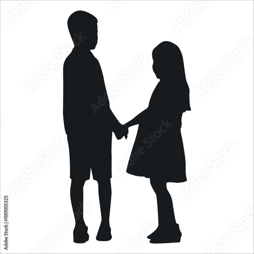 Brother and Sister Silhouettes vector illustration