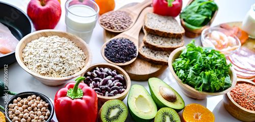 Foods representing TLC diet. photo