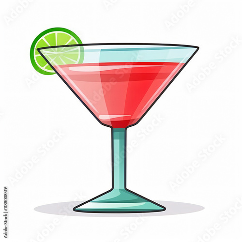 Elegant Cocktail Glass Illustration bar fun drink cosmo party toast   