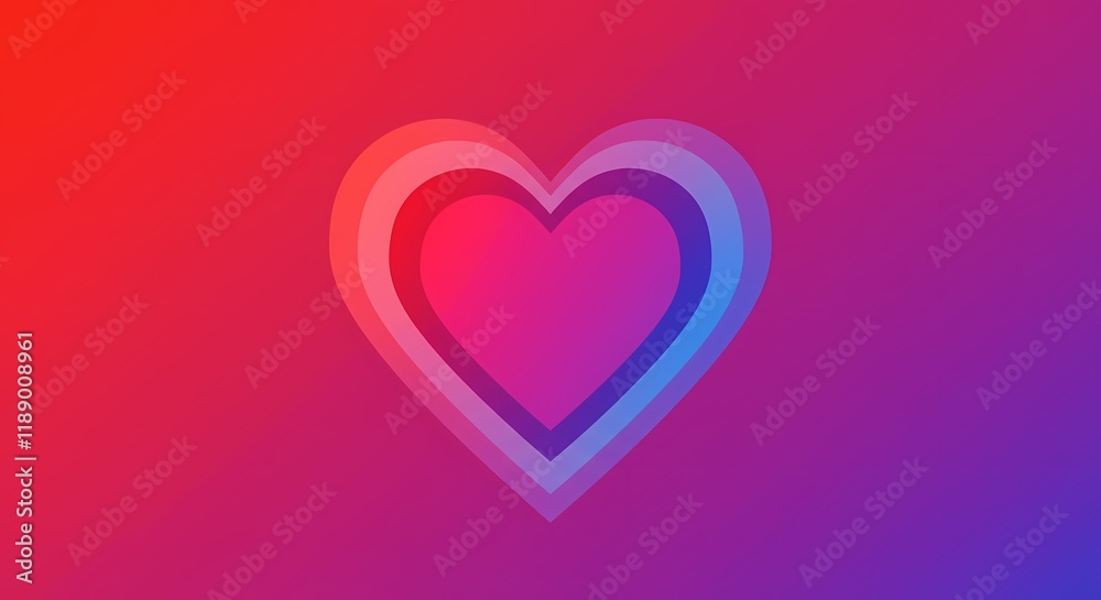Abstract Gradient Heart Shape Design Red Pink Purple and Blue Hues Abstract Gradient Heart Shape Design Red Pink Purple and Blue Hues