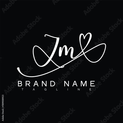ZM Handwritten initial letter with love . ZM simple signature vector logo with Hart shape variation, beauty, photography letter logo design. ZM