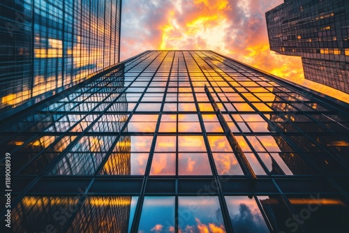Wallpaper Mural Skyscraper Reflecting Sunset Cloudscape At Dusk Torontodigital.ca
