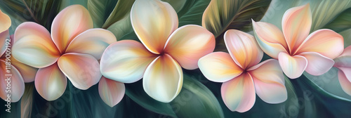 Flower Background with Frangipani Blooms