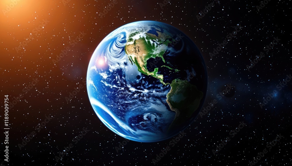 Fototapeta premium Planet Earth from space illuminated by distant sun stunning view