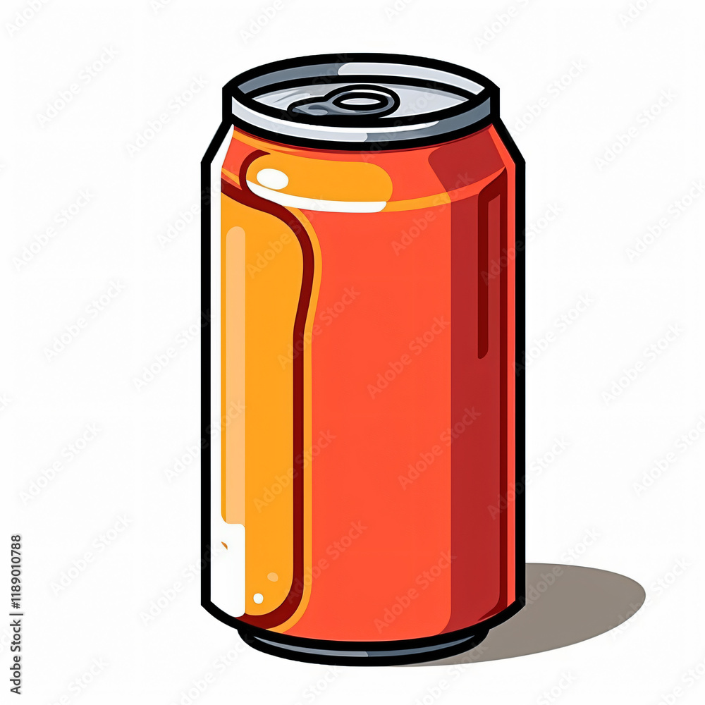Energizing Drink Can in Flat Style for Web Banners and Ads soda sugar 