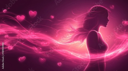 Silhouettes of women surrounded by the light effect of love