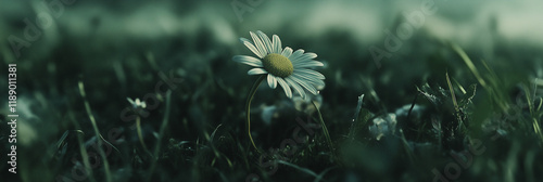 Flower Background with Daisy in Grass