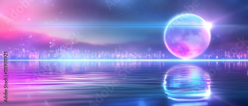 A city skyline is reflected in the water