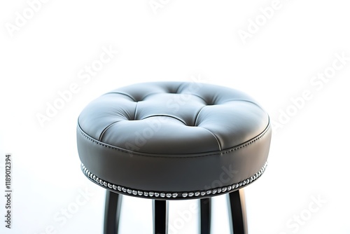 Contemporary bar stool featuring a plush leather top, isolated on a bright white backdrop, high-resolution photo in photo