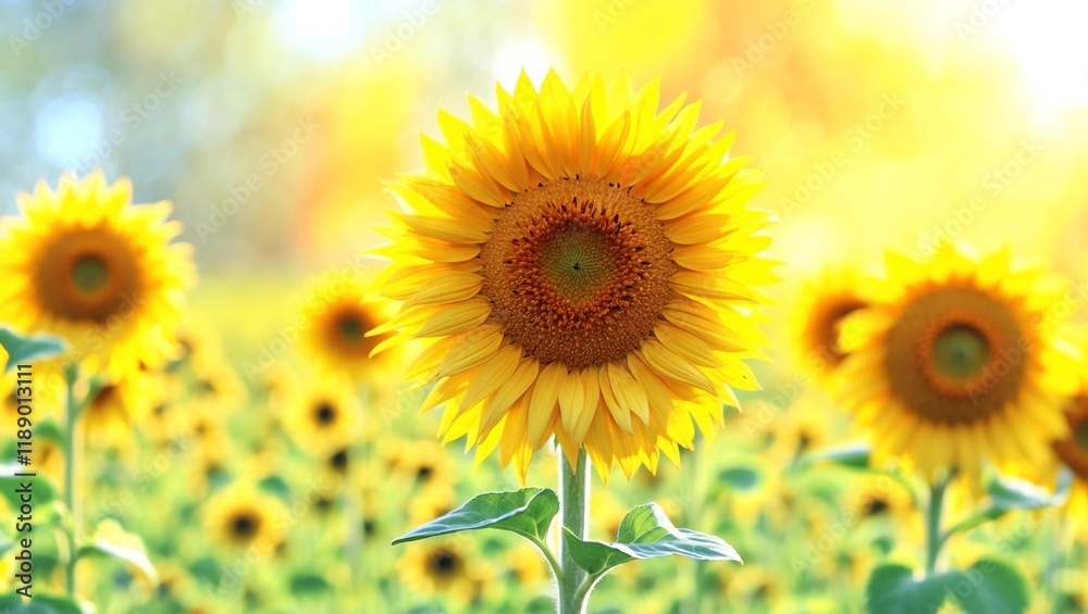 Obraz premium Sunflower at sunset, closeup