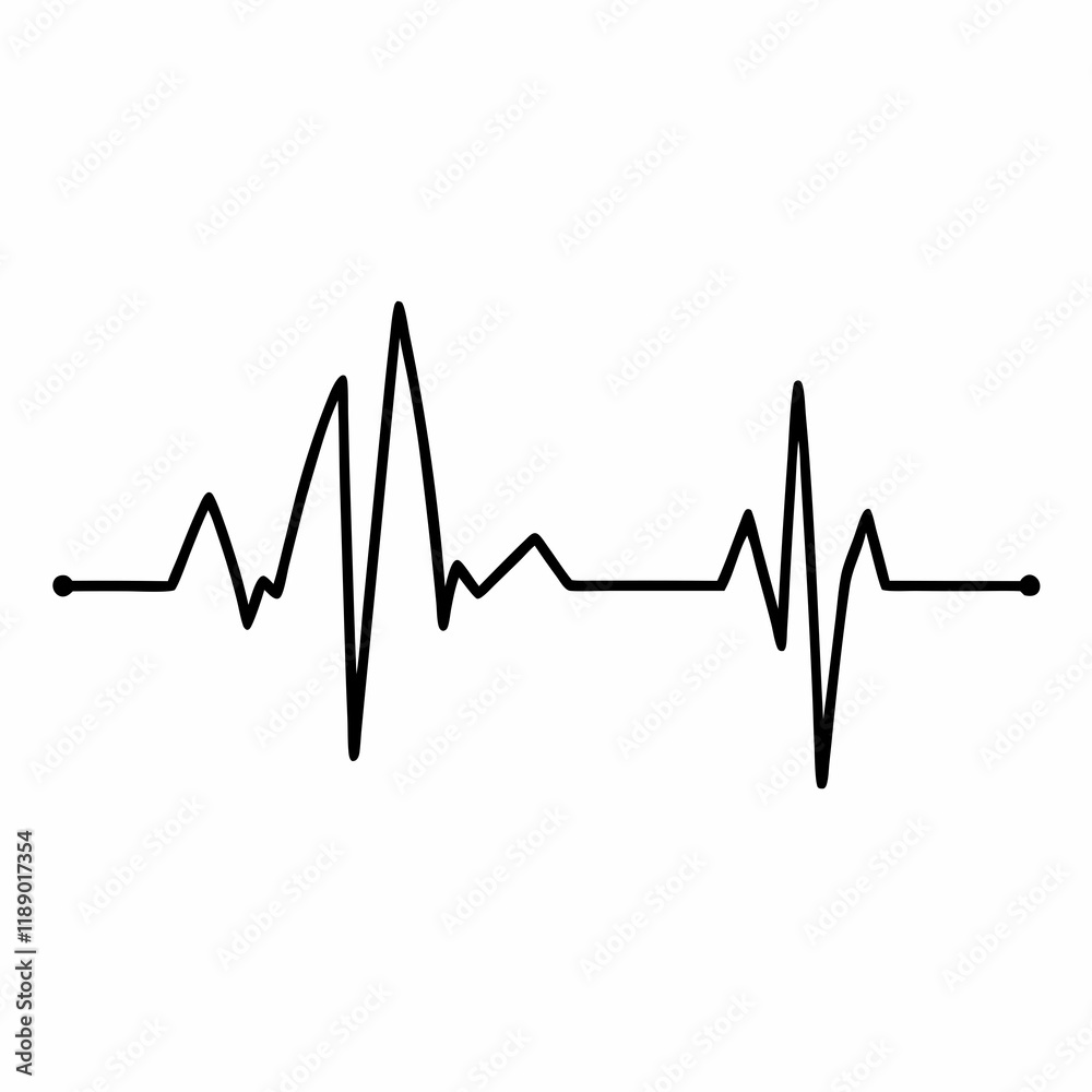 Heart beat one line. Continuous lines heart beats drawing. Wave pulse. Hand drawn heartbeat. Black silhouette cardiogram isolated Heart beat one line. Continuous lines heart beats drawing. Wave pulse. Hand drawn heartbeat. Black silhouette cardiogram isolated
