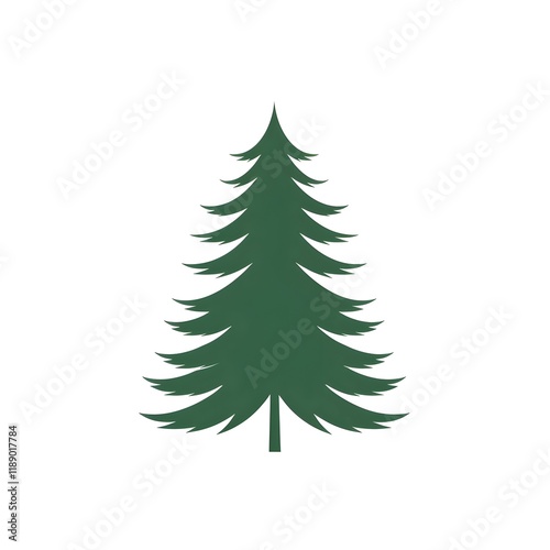 Isolated Pine Tree Greenery Evergreeen Nature Icon Symbol white background photo