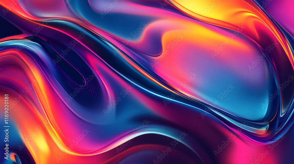 Fototapeta premium Vibrant neon abstract background with fluid waves