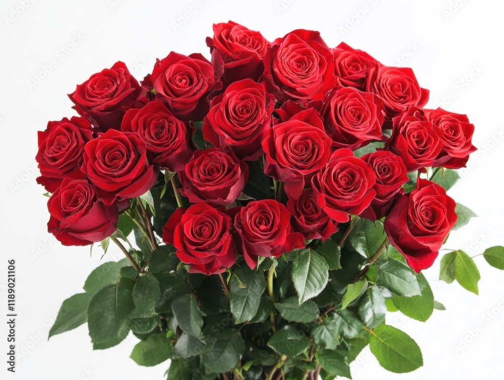 Obraz premium Close-up of vibrant red roses on pure white background nature's beauty in floral arrangement