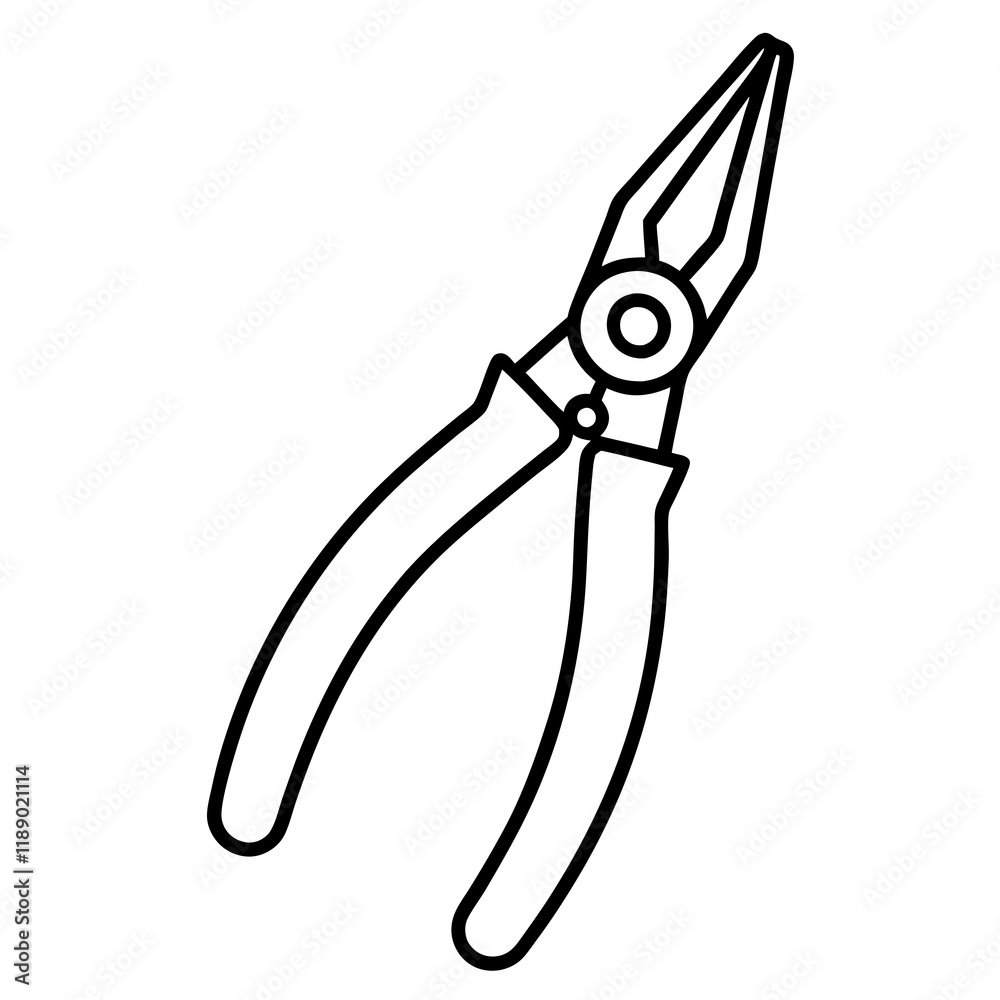 pliers needle nose line art vector illustration pliers needle nose line art vector illustration