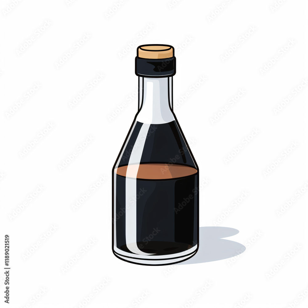 Soy Sauce Bottle Vector Illustration flat food white simple cooking Soy Sauce Bottle Vector Illustration flat food white simple cooking