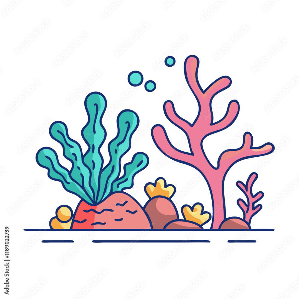 Obraz premium coral reef vector icon, coral reef vector illustration - simple illustration of coral reef, perfect for logos,and coral reef -themed designs.