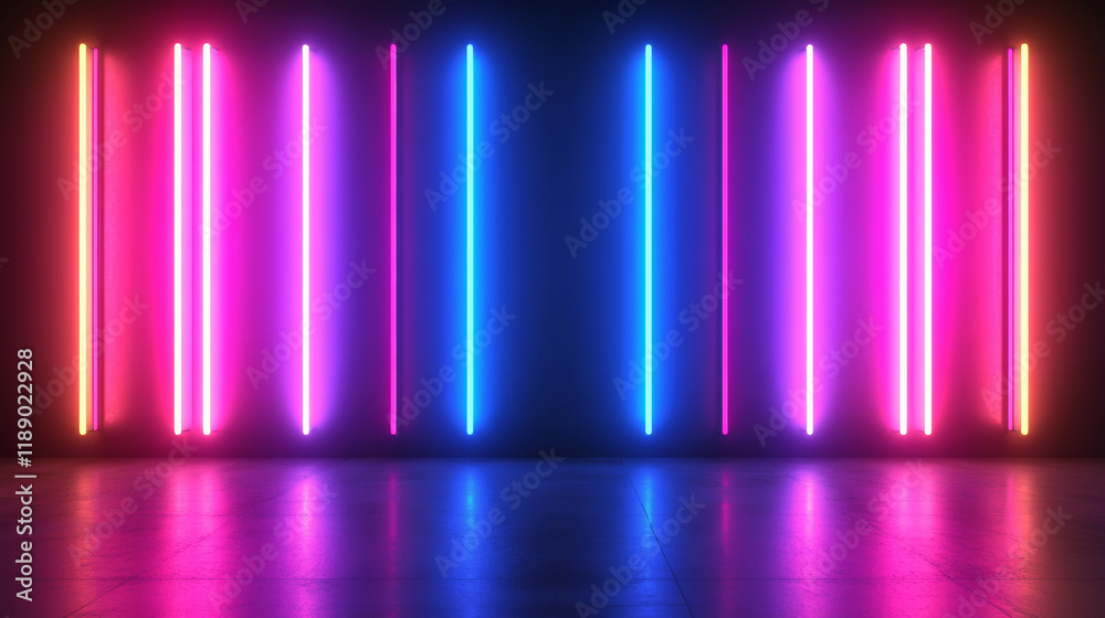 Neon lights in vibrant colors create abstract background Neon lights in vibrant colors create abstract background