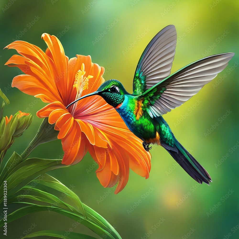 Fototapeta premium hummingbird and flower