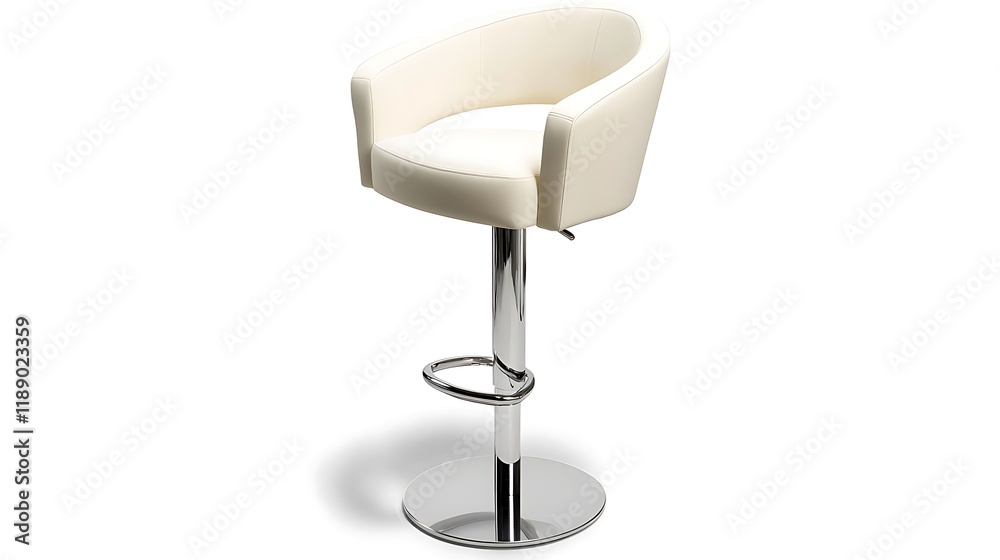 Contemporary bar stool with a curved back and high-density foam cushion, on white Contemporary bar stool with a curved back and high-density foam cushion, on white
