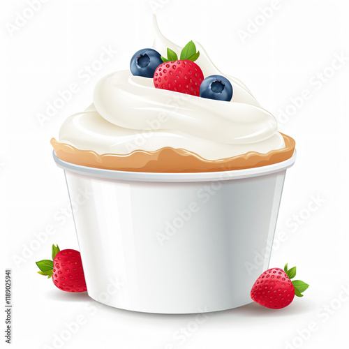 Yogurt Cup Minimalist Vector, White Background art food meal flat icon