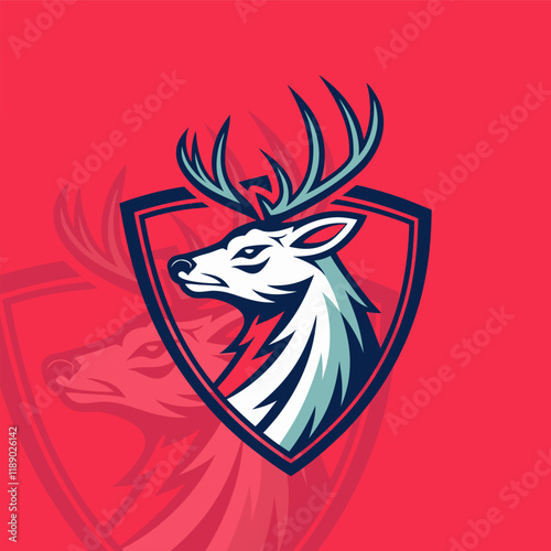 Gaming deer head gaming logo with a bold and detailed design, perfect for esports teams seeking a professional and unique identity photo