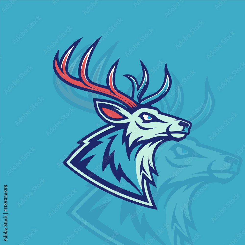 Obraz premium Deer antlers badge gaming logo featuring a modern and dynamic design, tailored for esports teams and gaming enthusiasts