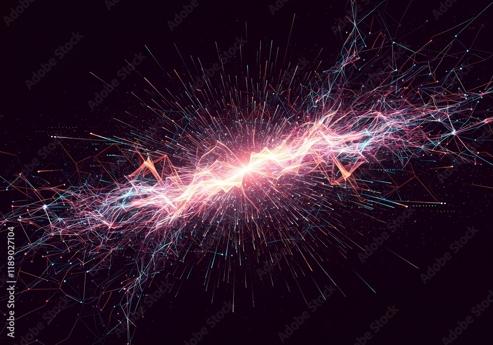 Abstract Energy Burst Glowing Plasma Lines and Digital Network Connections Abstract Energy Burst Glowing Plasma Lines and Digital Network Connections