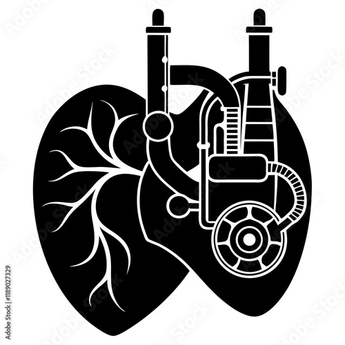heart lung machine silhouette vector illustration