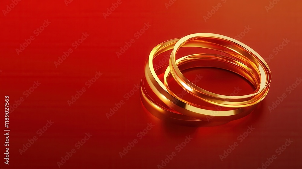 Gold bracelet on red background Gold bracelet on red background