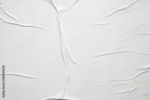 white crumpled and creased glued wrinkled paper poster texture background