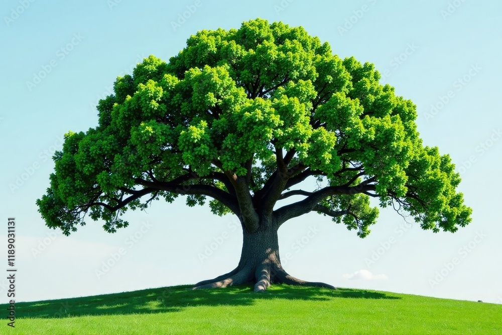 Mature tree with sprawling branches and green foliage, large tree, tree form