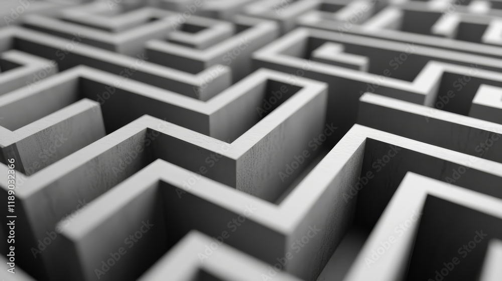 Abstract Monochromatic Maze - Intricate Geometric Design in Grayscale Tones for Minimalist Spaces Abstract Monochromatic Maze - Intricate Geometric Design in Grayscale Tones for Minimalist Spaces