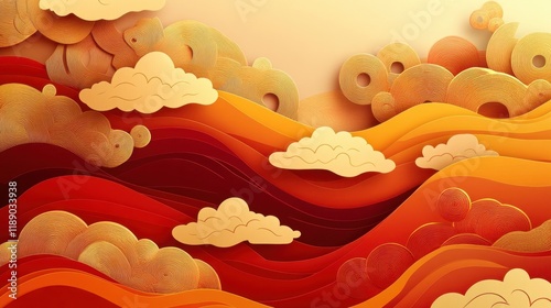 National style auspicious clouds texture wallpaper