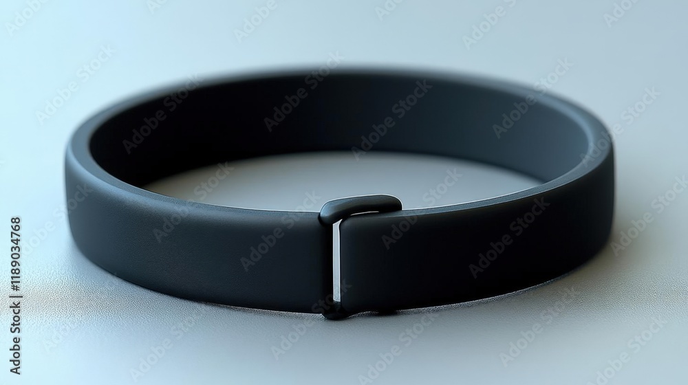 Sleek Black Minimalist Bracelet on Neutral Background Sleek Black Minimalist Bracelet on Neutral Background