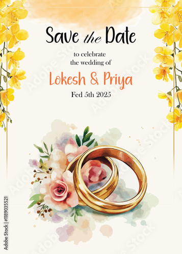 Modern Wedding Invitation Card Design with bride and groom