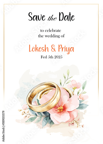 Modern Wedding Invitation Card Design with bride and groom