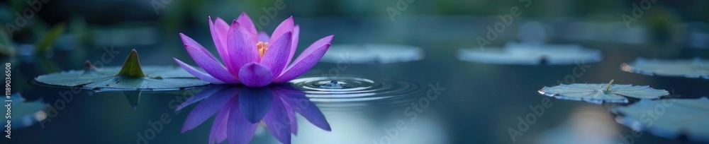 purple arrow piercing through a still pond surface, reflection, serene, calmness purple arrow piercing through a still pond surface, reflection, serene, calmness