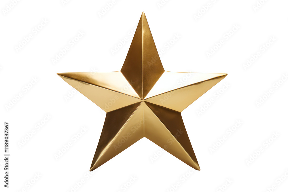 A golden star with a matte finish resting on a smooth white surface, casting subtle shadows that enhance its three-dimensional appearance. The star is perfectly symmetrical A golden star with a matte finish resting on a smooth white surface, casting subtle shadows that enhance its three-dimensional appearance. The star is perfectly symmetrical