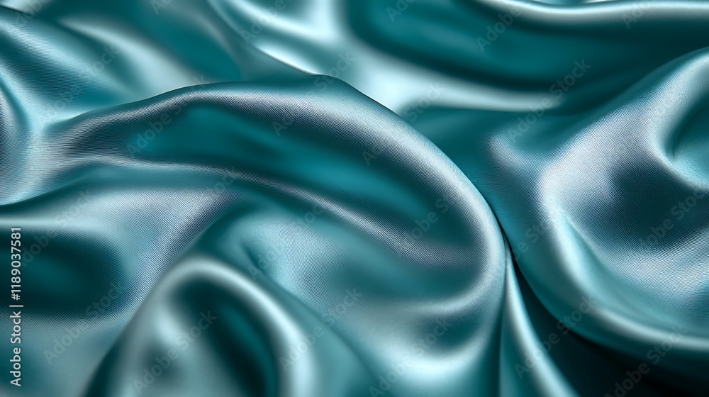 Fototapeta premium Luxurious Smooth Teal Satin Fabric with Elegant Background Texture