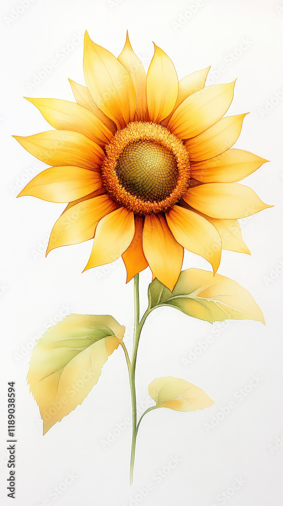 Naklejka premium Vibrant yellow sunflower blooms on a soft backdrop, showcasing artistic brush techniques