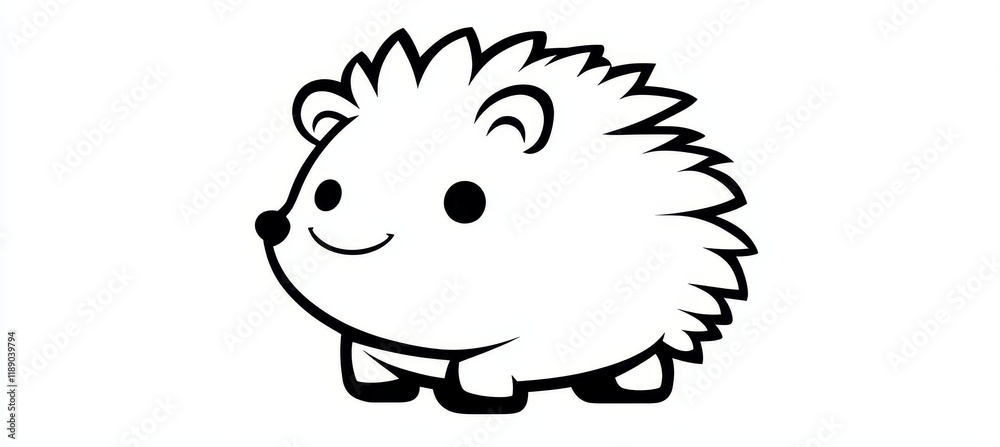Cute Hedgehog Illustration, Black and White Vector Outline for Coloring Books and Design Projects Cute Hedgehog Illustration, Black and White Vector Outline for Coloring Books and Design Projects