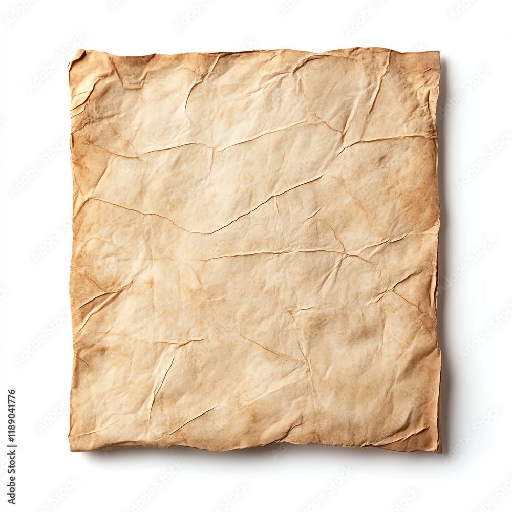 Wrinkled textured paper on a white isolated background. Wrinkled textured paper on a white isolated background.