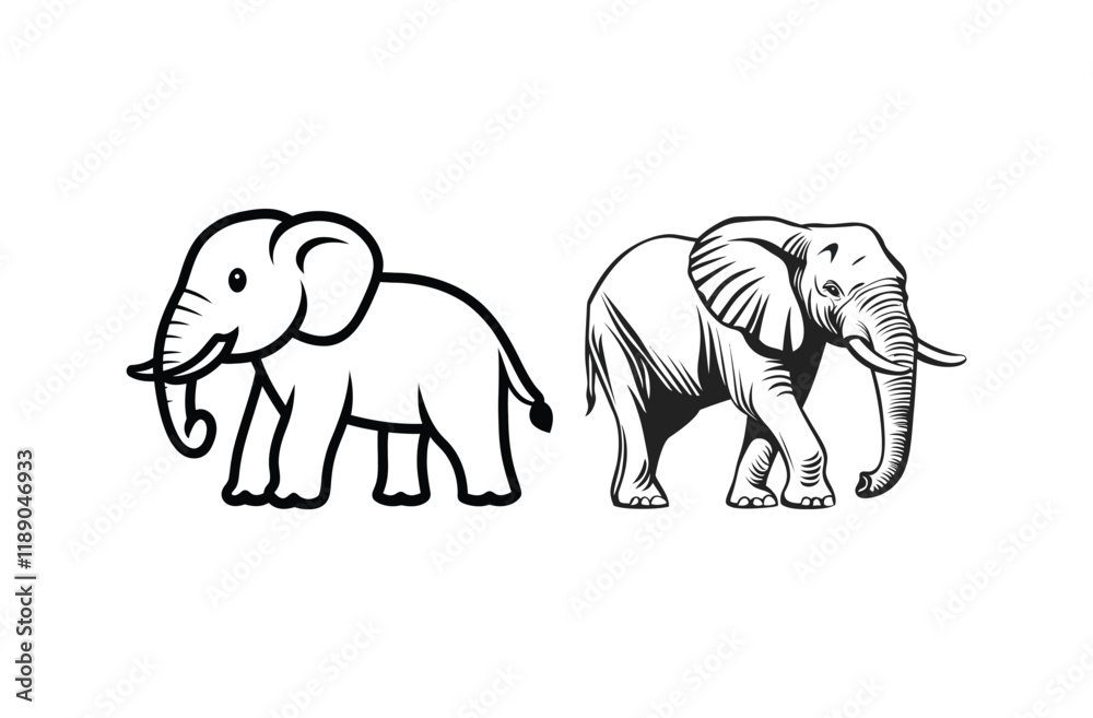 Elephant illustration Vector silhouette design Elephant illustration Vector silhouette design