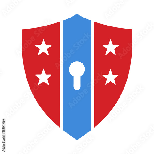 Minimalist Shield with Keyhole and Stars Vector Design. photo