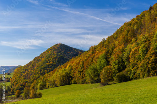 Typical autumn landscape in National park Muranska Planina near Javorinka, Slovakia photo